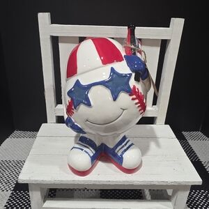 🇺🇸Patriotic Baseball Figurine Décor – Red, White & Blue – Approx. 9” Tall –